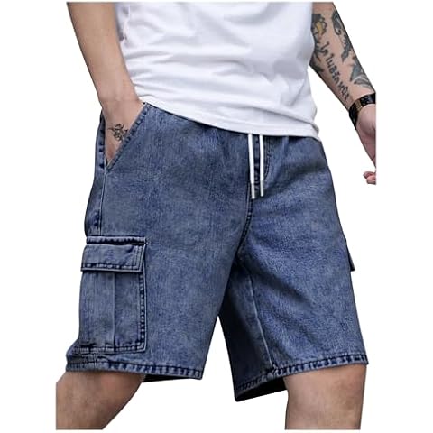 Elastic Waist Denim Shorts for Men